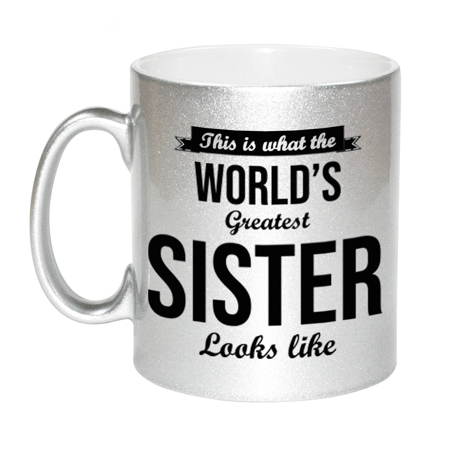 Worlds Greatest Sister cadeau mok / beker zilverglanzend 330 ml - feest mokken