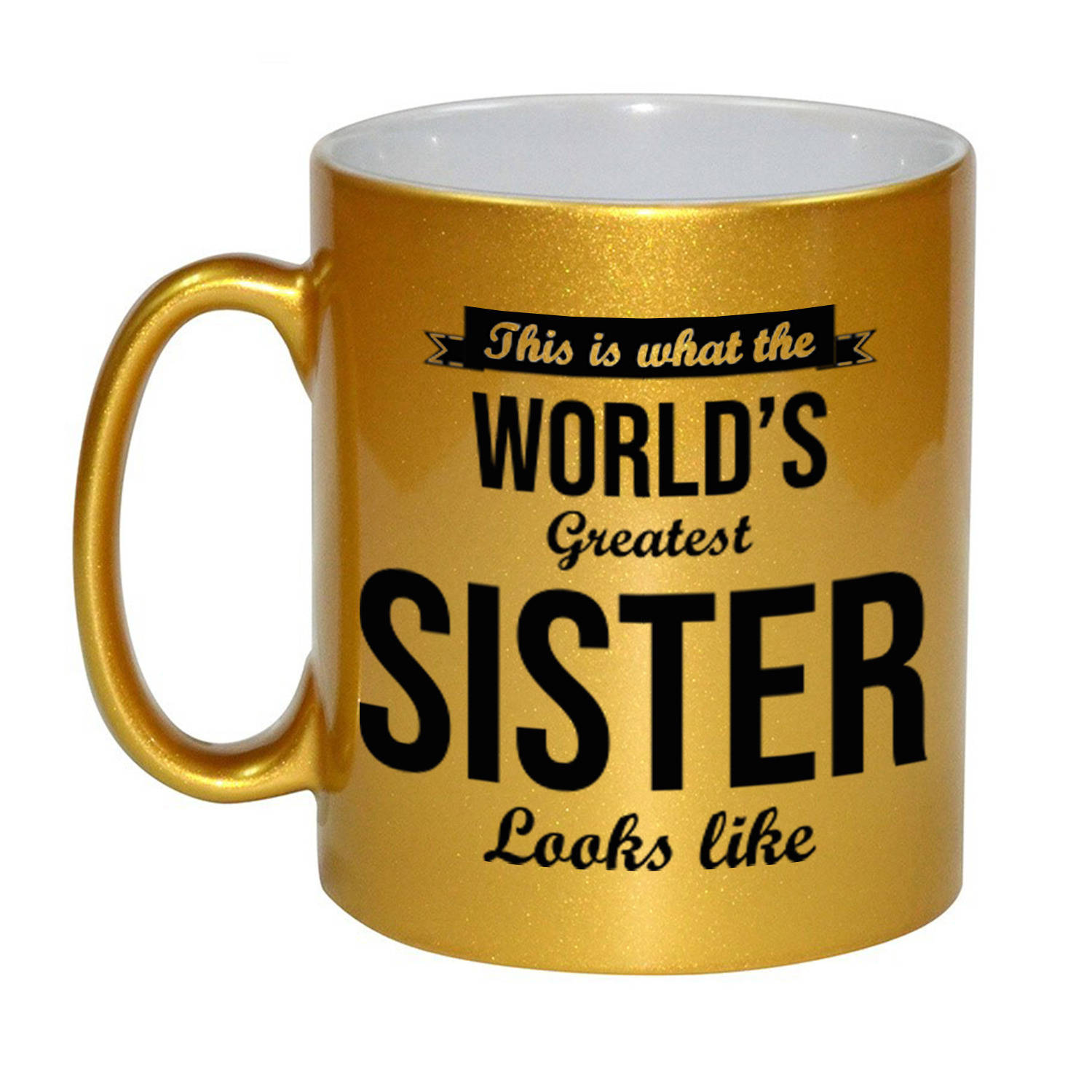 Worlds Greatest Sister cadeau mok / beker goudglanzend 330 ml - feest mokken