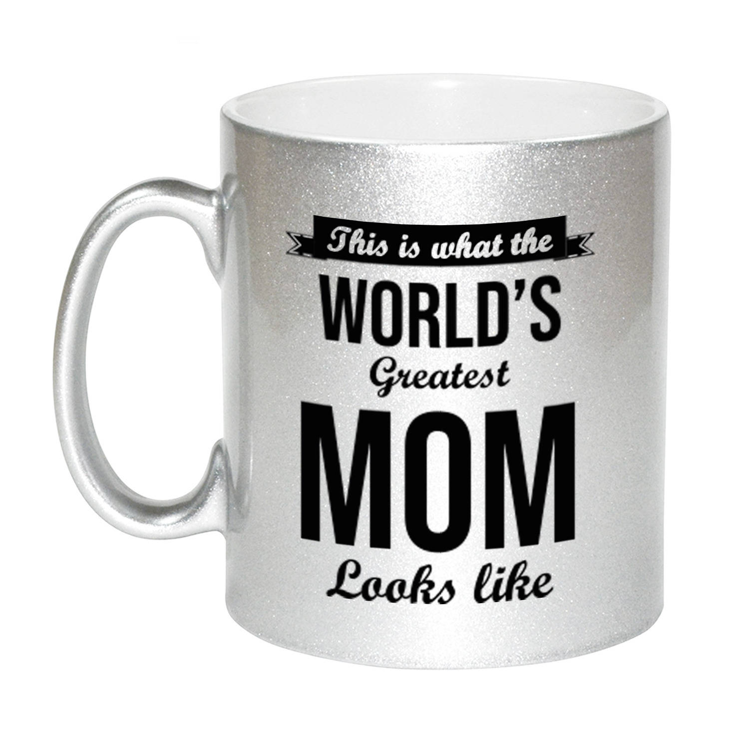 Worlds Greatest Mom cadeau mok / beker zilverglanzend 330 ml - feest mokken