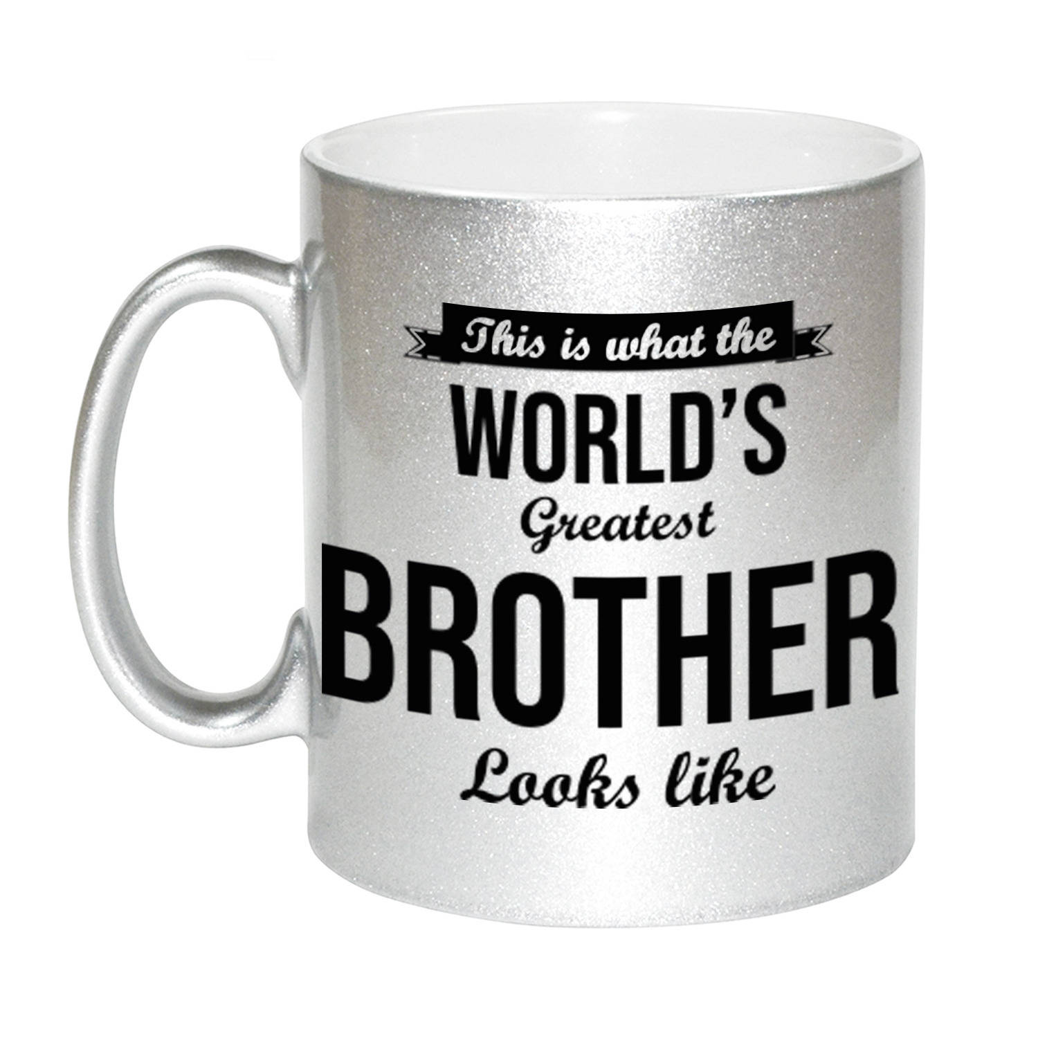 Zilveren Worlds Greatest Brother Cadeau Koffiemok-Theebeker 330 Ml Feest Mokken