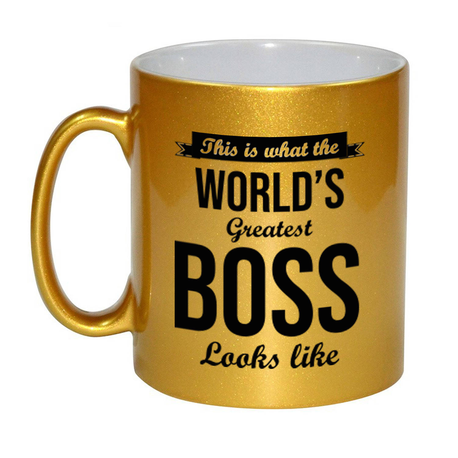 Gouden Worlds Greatest Boss Cadeau Koffiemok-Theebeker 330 Ml Feest Mokken