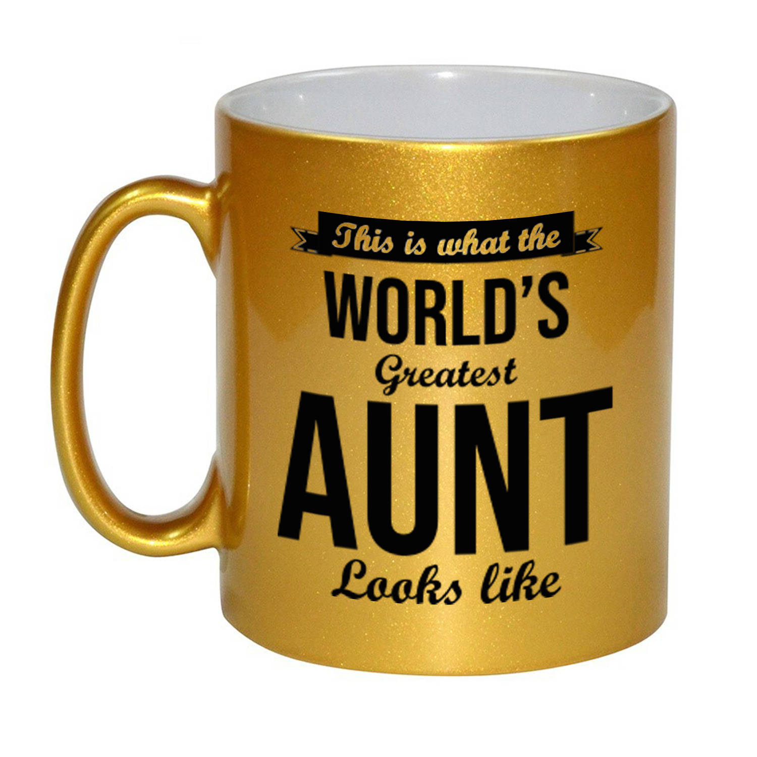 Gouden Worlds Greatest Aunt-Tante Cadeau Koffiemok-Theebeker 330 Ml Feest Mokken