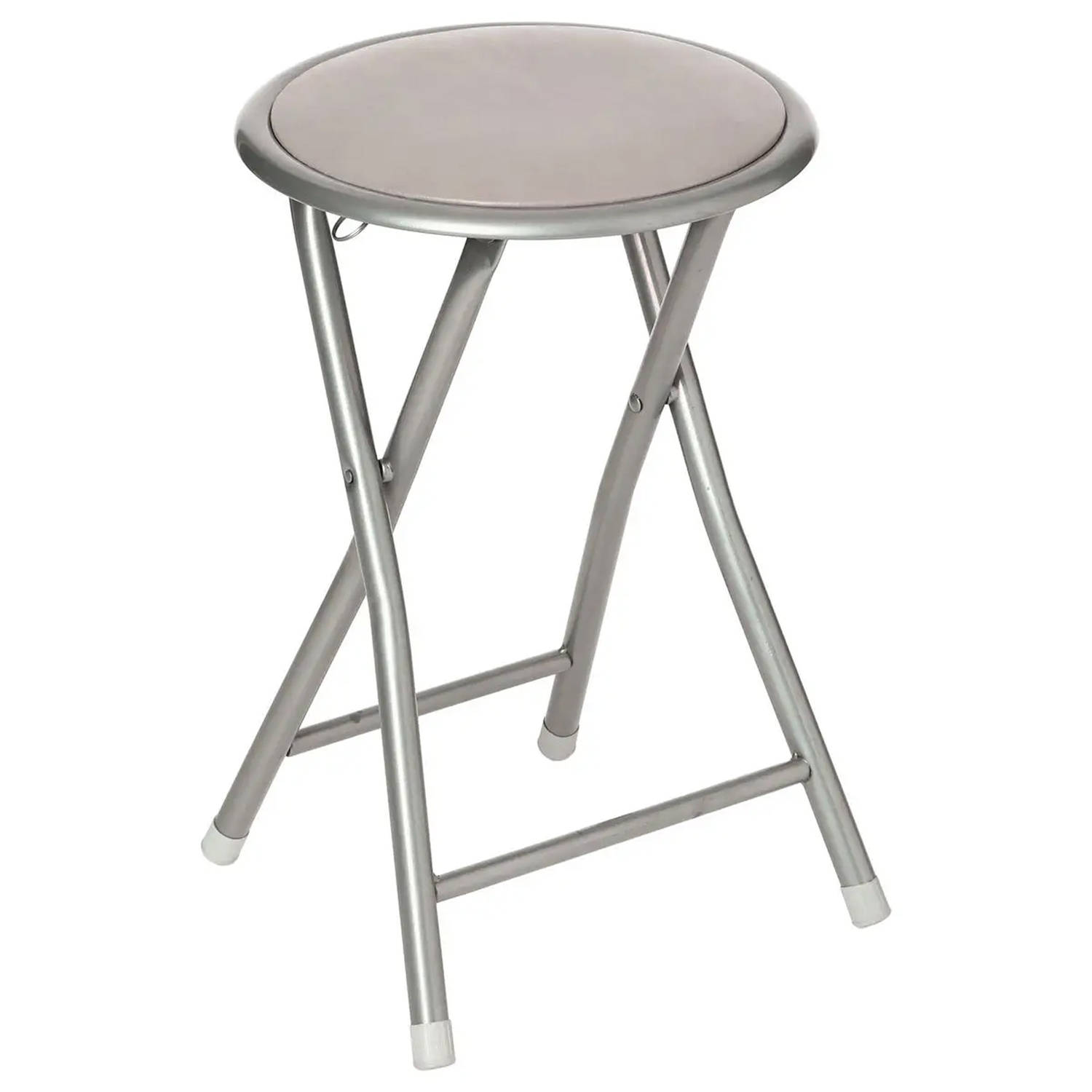 Bijzet Krukje-stoel Opvouwbaar Zilver-taupe 46 Cm Bijzettafels
