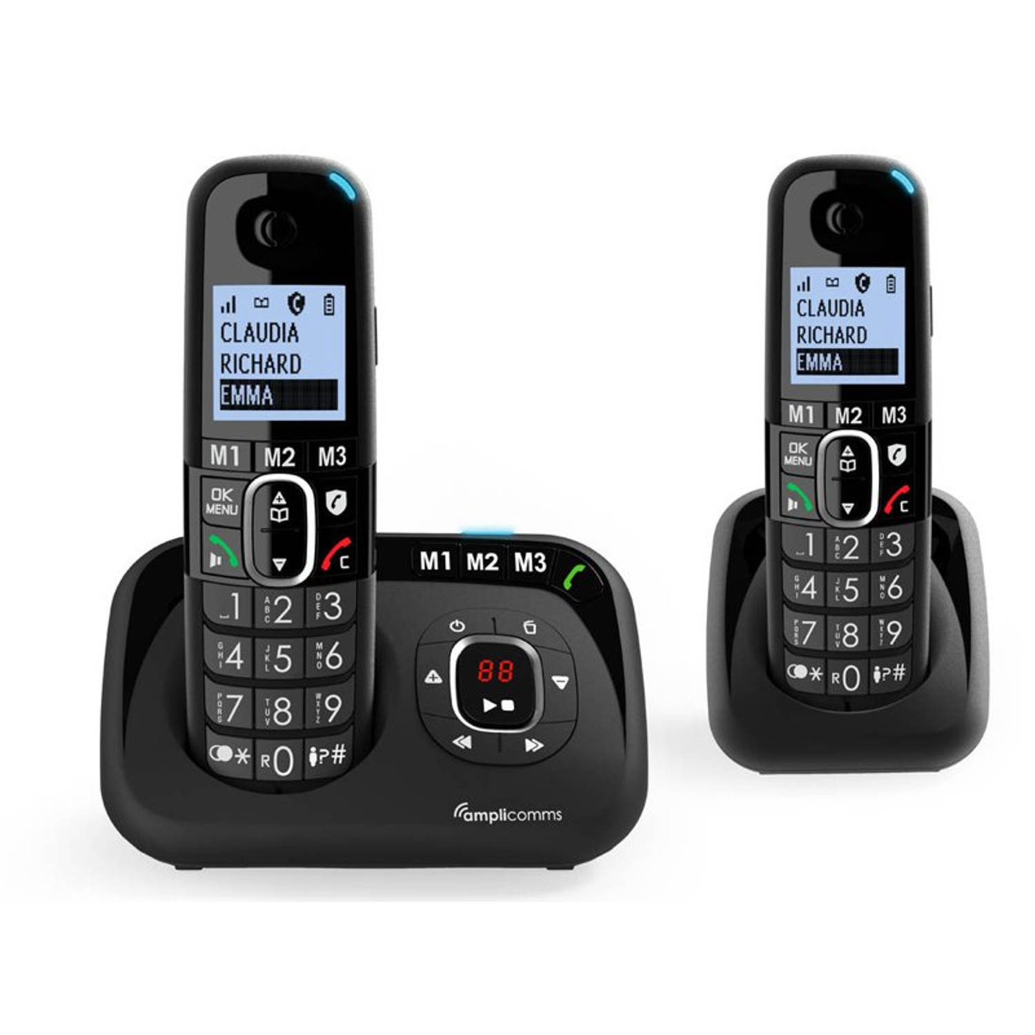 Amplicomms Bt1582 Draadloze Duo Huistelefoon Voor De Vaste Lijn 3 Directe Geheugen Toetsen Handenvri