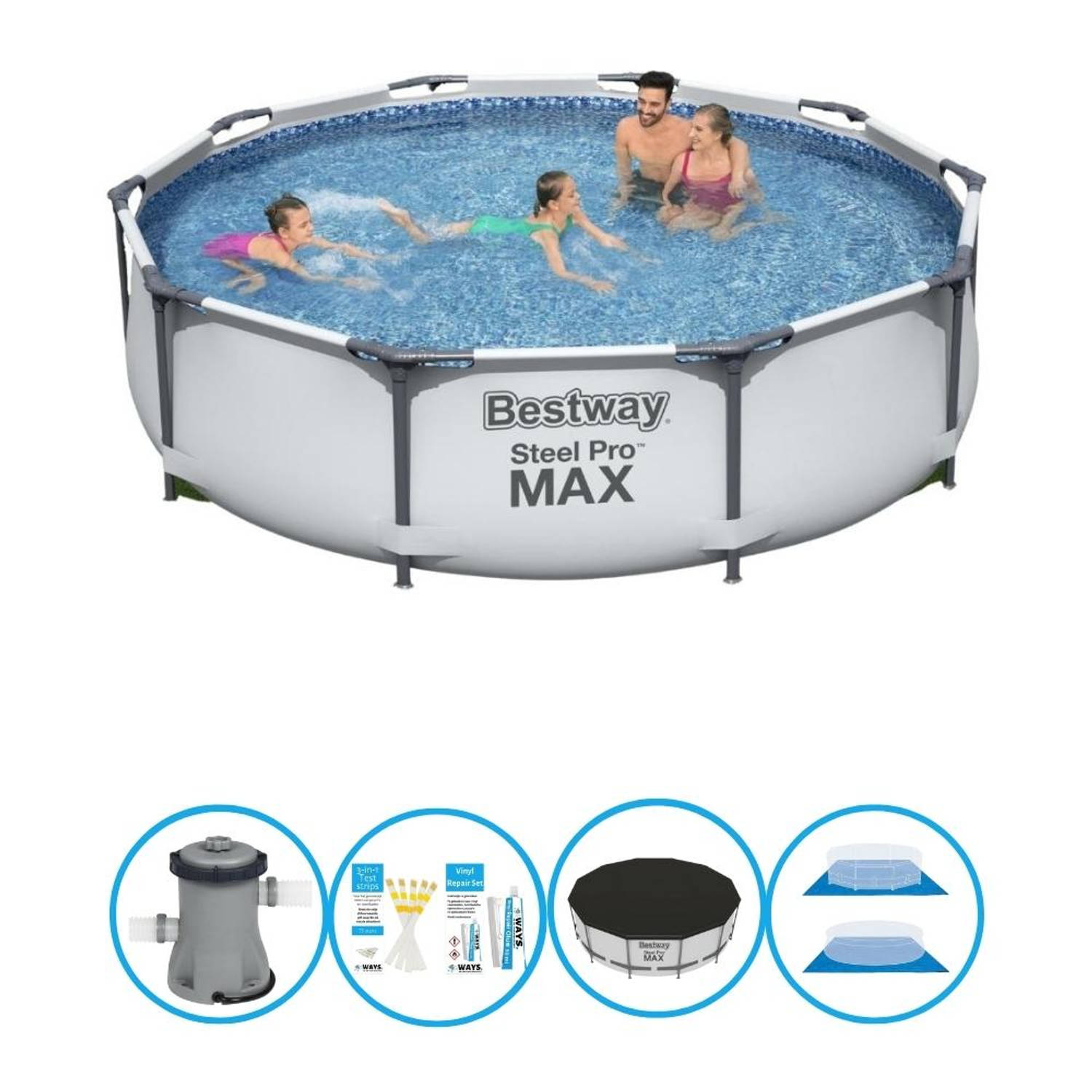 Bestway Zwembad Steel Pro MAX - Inclusief accessoires - 305x76 cm