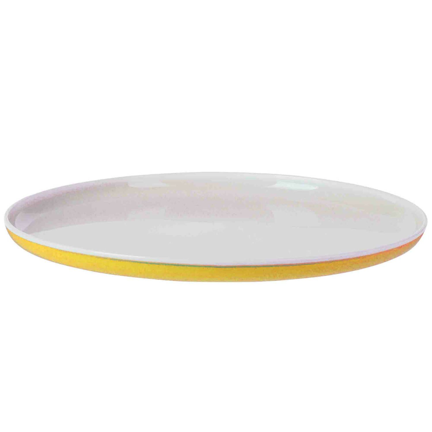 Onbreekbaar ontbijt/diner bord - geel - kunststof - 25 cm - Campingborden