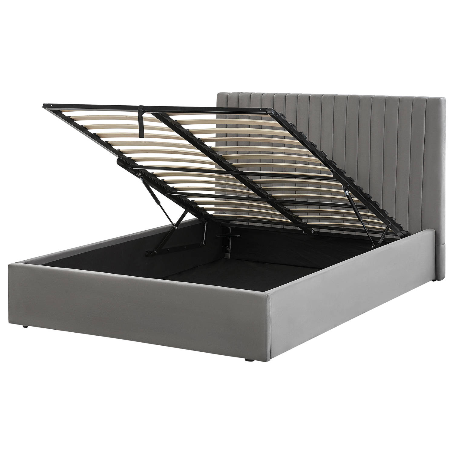 Beliani VION - Bed with Storage - Grijs - Fluweel