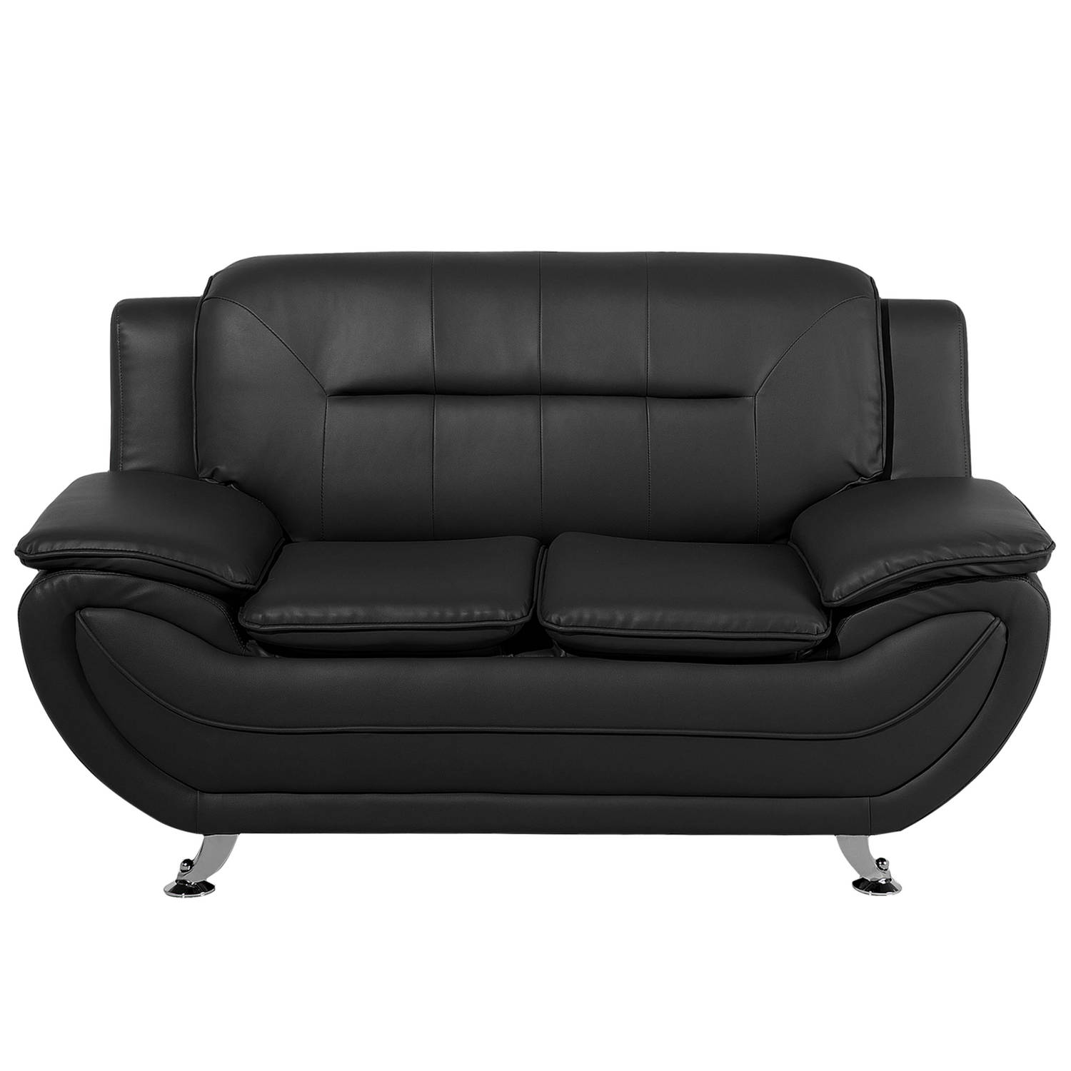 Beliani LEIRA - Two Seater Sofa - Zwart - Kunstleer
