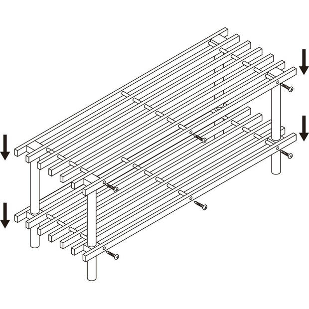 Alpina Schoenenrek - hout - 2-laags - 74 x 26 x 30 cm - schoenenbank - Schoenenrekken