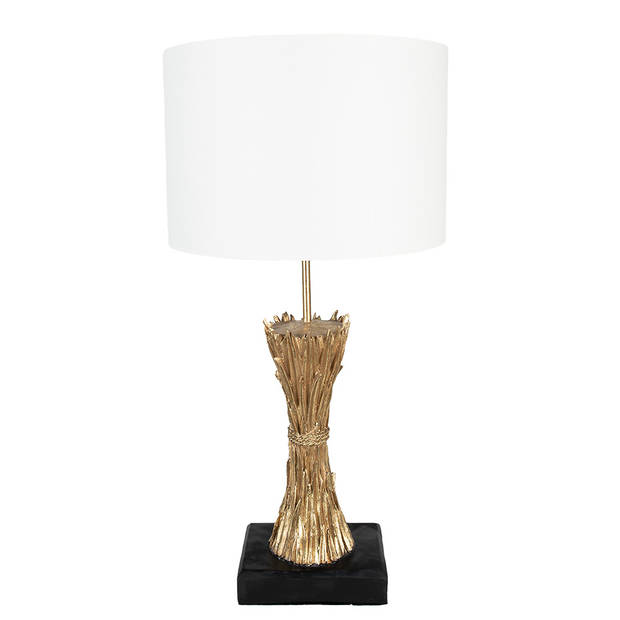 Clayre & Eef Tafellamp Ø 30x60 cm Goudkleurig Kunststof Bureaulamp Goudkleurig Bureaulamp