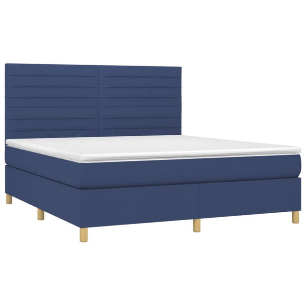 vidaXL Boxspring met matras stof blauw 180x200 cm