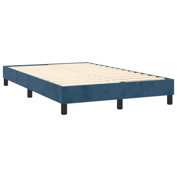 vidaXL Boxspring met matras en LED fluweel donkerblauw 120x200 cm