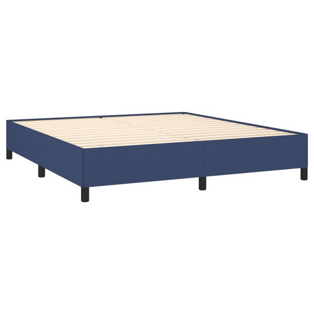 vidaXL Boxspring met matras stof blauw 180x200 cm