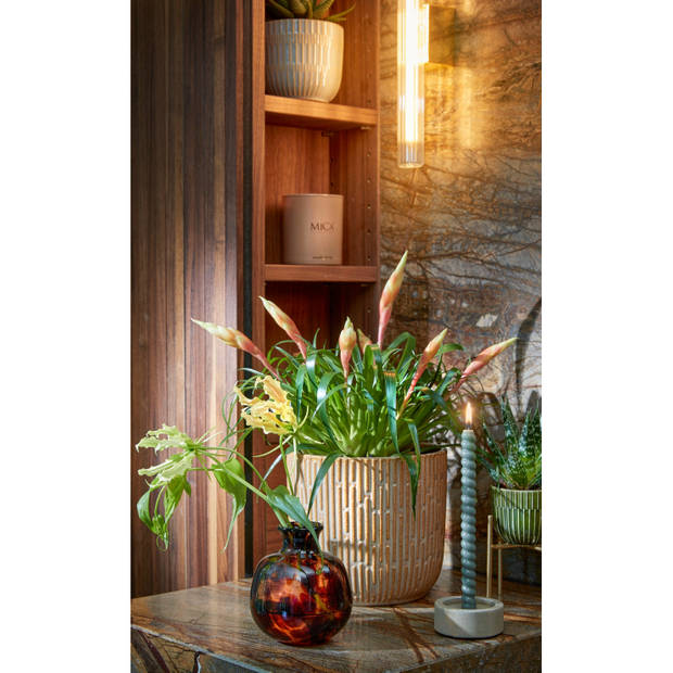 Mica Decorations Plantenpot - keramiek - lichtgrijs - D17,5/H16cm - Plantenpotten