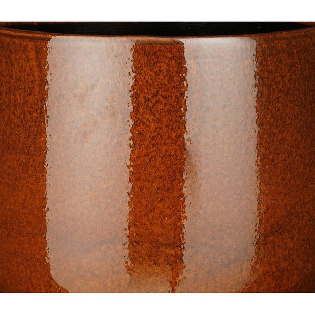 Mica Decorations Plantenpot - keramiek - bruin glans - D25-H20 cm - Plantenpotten