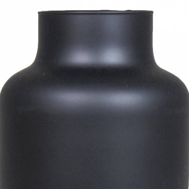 Floran Bloemenvaas Milan - mat zwart glas - D15 x H20 cm - melkbus vaas met smalle hals - Vazen