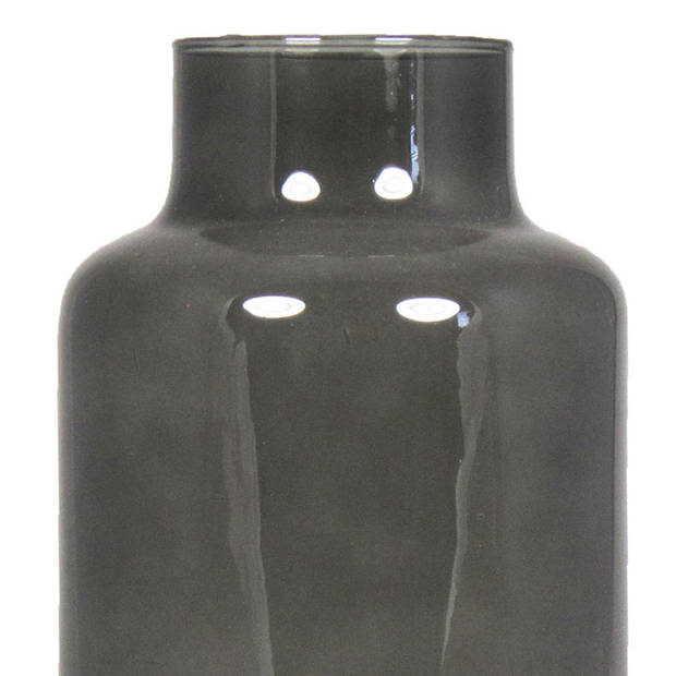 Floran Bloemenvaas Milan - transparant smoke grijs glas - D15xH30 cm - melkbus vaas met smalle hals - Vazen