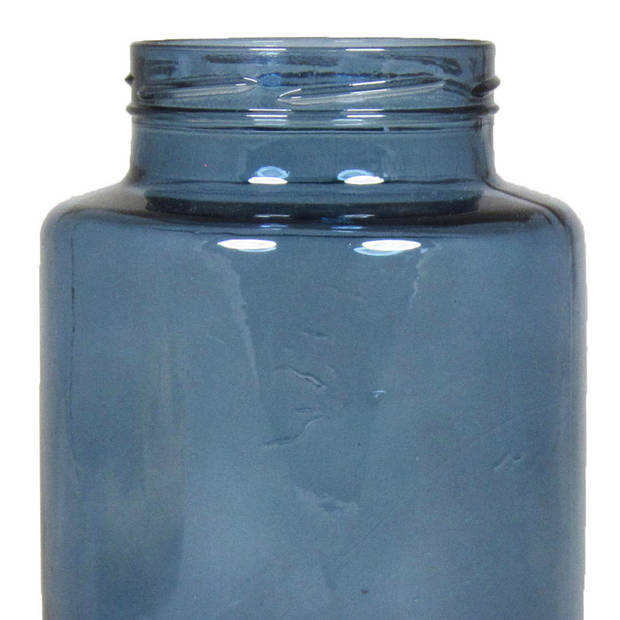 Bloemenvaas - blauw/transparant glas - H20 x D14.5 cm - Vazen