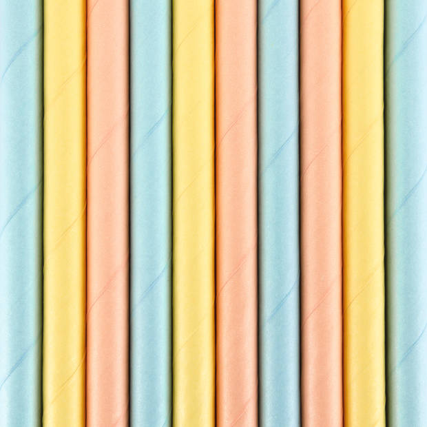 Drinkrietjes - papier - 10x - multi kleuren pastel - 19,5 cm - rietjes - Drinkrietjes