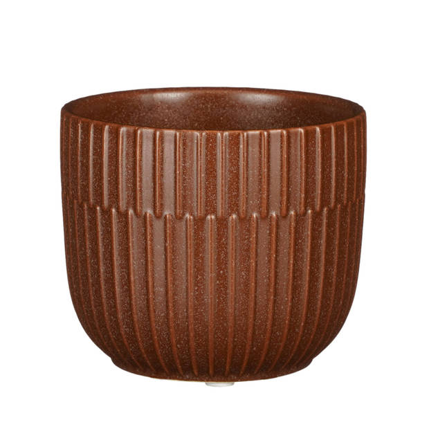 Mica Decorations Plantenpot - keramiek - mat bruin - D11-H9 cm - Plantenpotten