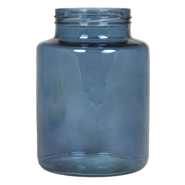 Set van 2x bloemenvazen - blauw/transparant glas - H25 x D17 cm - Vazen