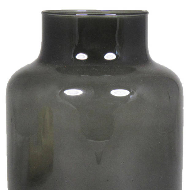 Bela Arte Bloemenvaas Milan - transparant smoke grijs glas - D15xH20 cm - melkbus vaas met smalle hals - Vazen