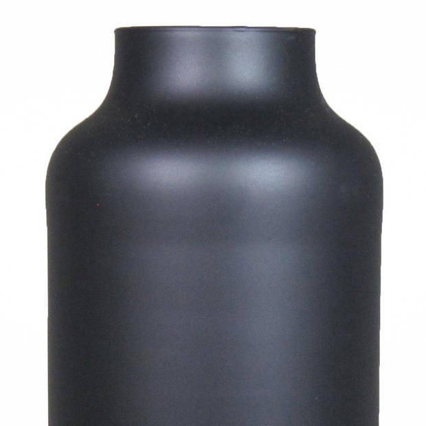 Bela Arte Bloemenvaas Milan - mat zwart glas - D15 x H35 cm - melkbus vaas met smalle hals - Vazen