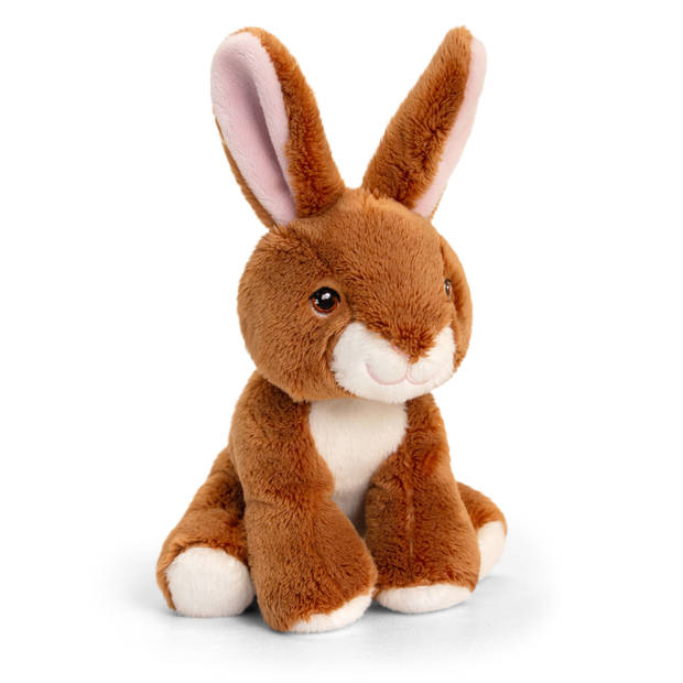 Pluche dieren knuffel konijn 12 cm met Happy Birthday wenskaart - Knuffeldier