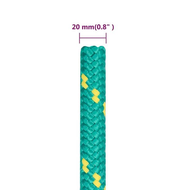 vidaXL Boottouw 20 mm 50 m polypropyleen groen