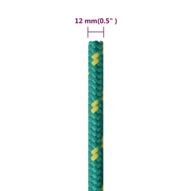 vidaXL Boottouw 12 mm 50 m polypropyleen groen