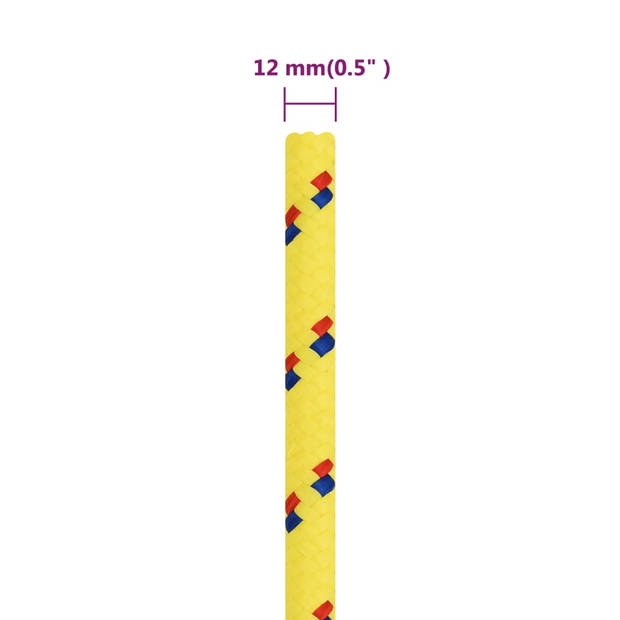 vidaXL Boottouw 12 mm 50 m polypropyleen geel