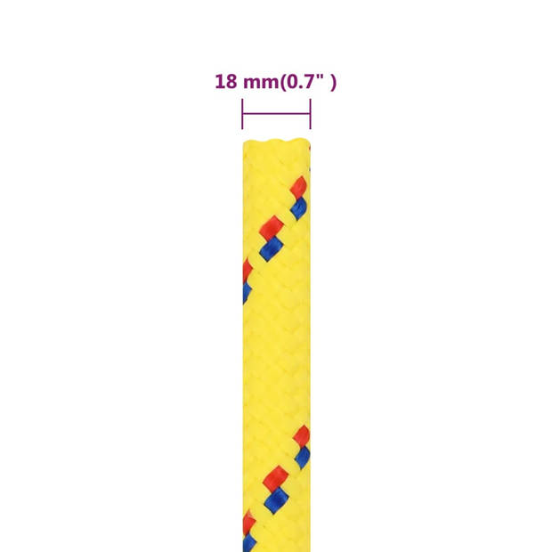 vidaXL Boottouw 18 mm 50 m polypropyleen geel