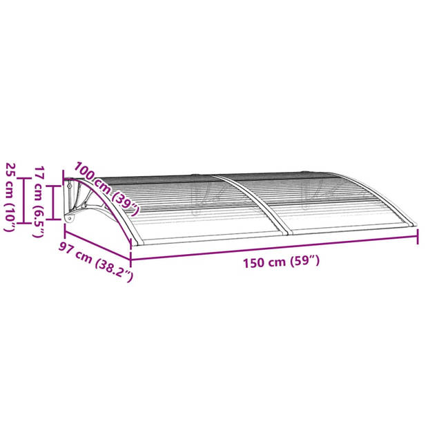 vidaXL Deurluifel 150x100 cm polycarbonaat grijs