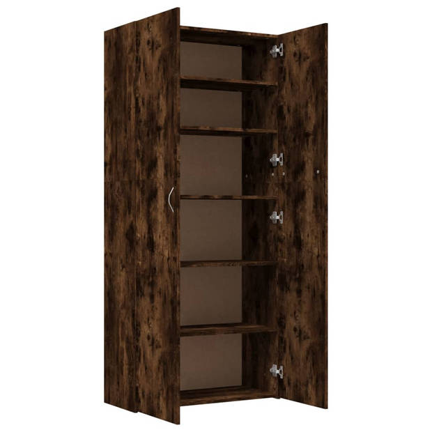 The Living Store Schoenenkast - Gerookt Eiken - 80 x 35.5 x 180 cm - Stevig materiaal