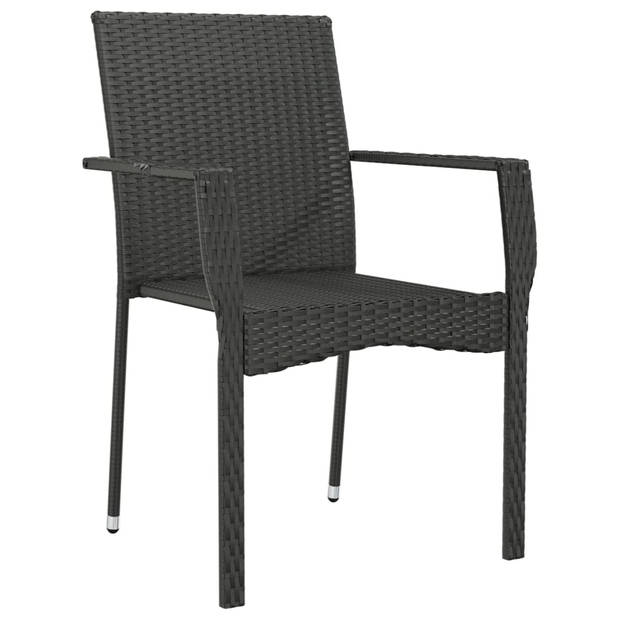 vidaXL Tuinstoelen 4 st met kussens poly rattan zwart