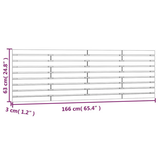 vidaXL Hoofdbord wandmontage 166x3x63 cm massief grenenhout wit