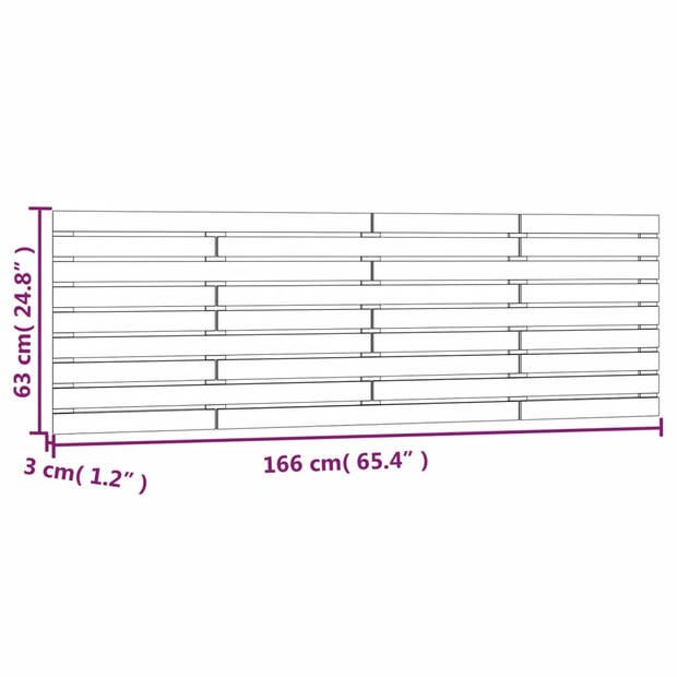 vidaXL Hoofdbord wandmontage 166x3x63 cm massief grenenhout grijs