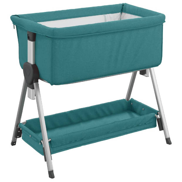 vidaXL Babybox met matras linnen groen