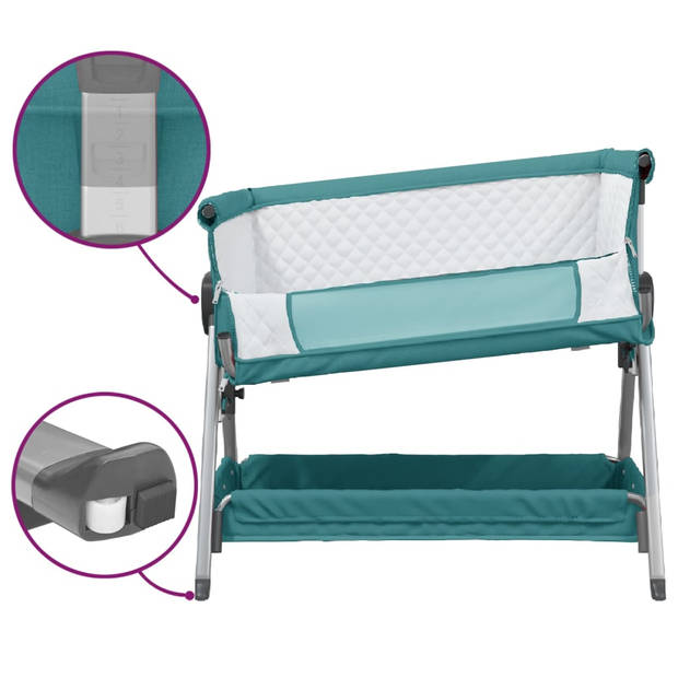 vidaXL Babybox met matras linnen groen