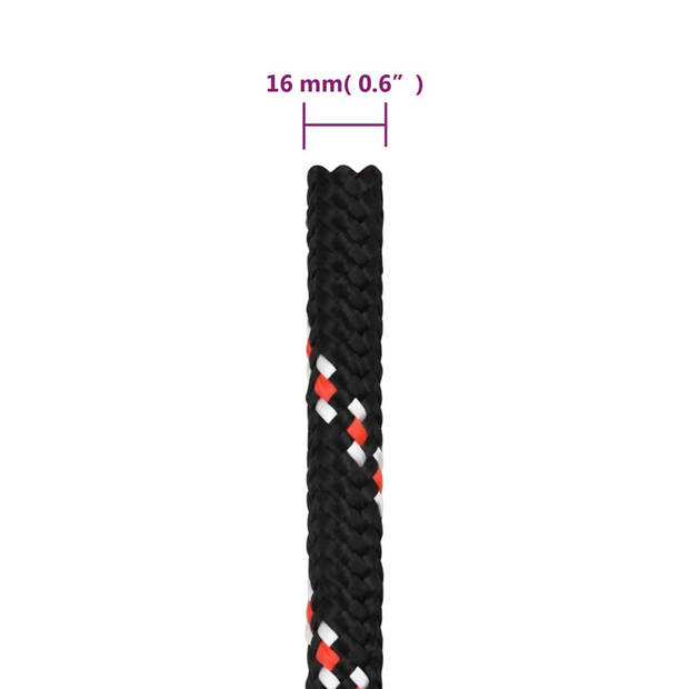 vidaXL Boot touw 16 mm 100 m polypropyleen zwart