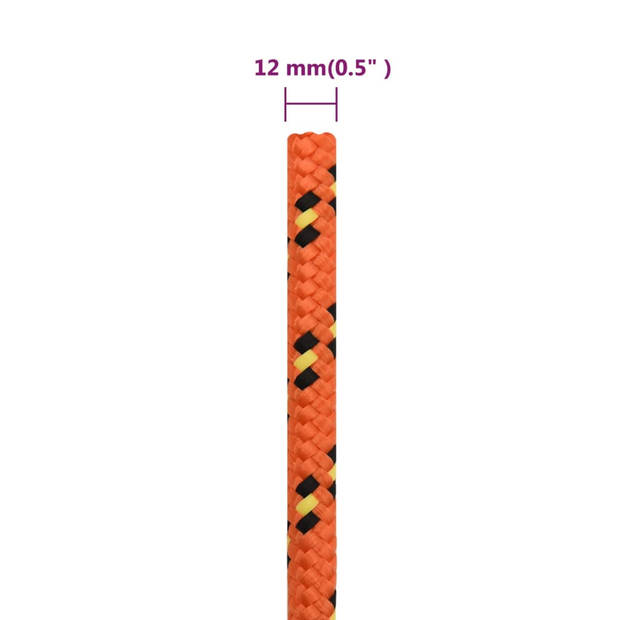 vidaXL Boottouw 12 mm 250 m polypropyleen oranje
