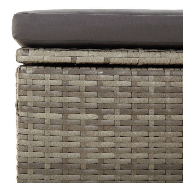 The Living Store Loungeset Grijze Hoekbank - 57x57x56 cm - Duurzaam poly rattan