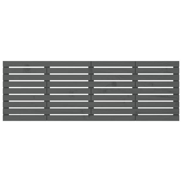 vidaXL Hoofdbord wandmontage 206x3x63 cm massief grenenhout grijs