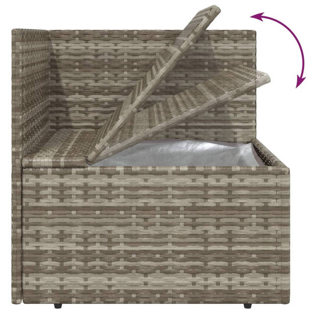 vidaXL 3-delige Loungeset met kussens poly rattan grijs