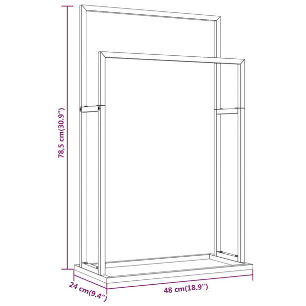 vidaXL Handdoekenrek vrijstaand 48x24x78,5 cm ijzer goudkleurig