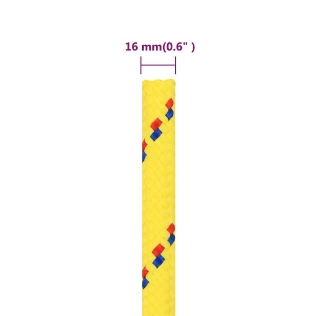 vidaXL Boottouw 16 mm 100 m polypropyleen geel