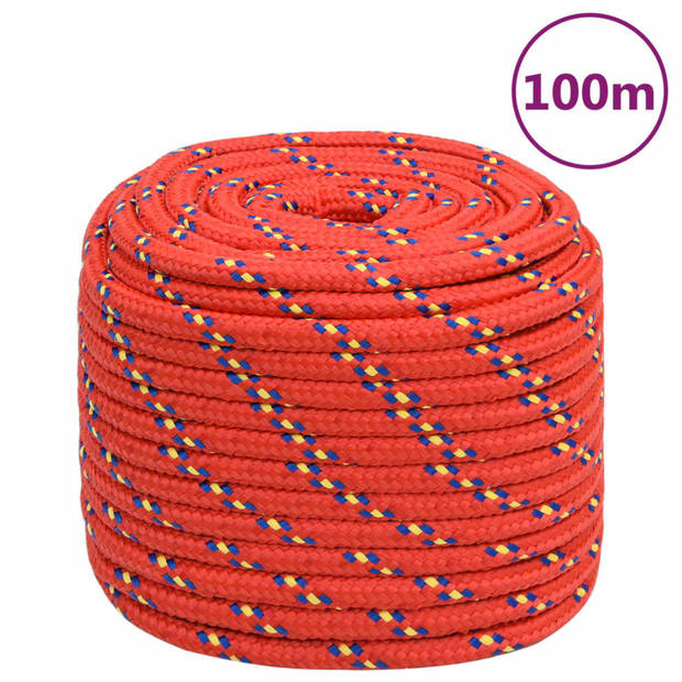 vidaXL Boottouw 18 mm 100 m polypropyleen rood