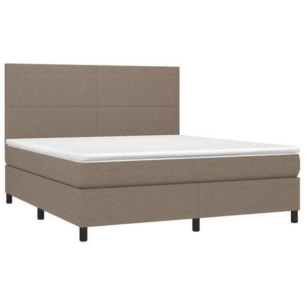 vidaXL Boxspring met matras stof taupe 160x200 cm