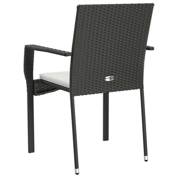 vidaXL Tuinstoelen 2 st met kussens poly rattan zwart