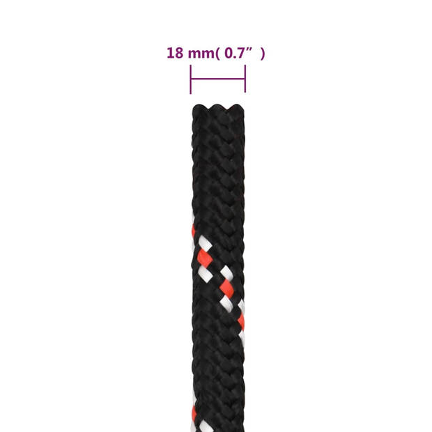 vidaXL Boot touw 18 mm 25 m polypropyleen zwart